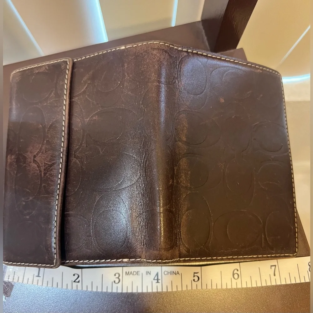 Coach EUC Vtg Saddle Brown Leather Bi-Fold Card Holder Snap Front Coin Wallet